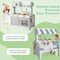Grey Kids Play Kitchen with 2-Seat Cafe and Double Sided Design